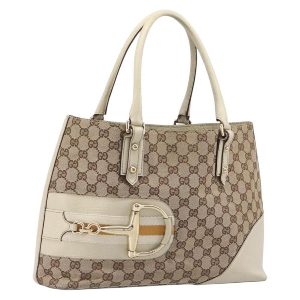 Gucci Horsebit Handle Gg Canvas Beige Canvas Tote Bag Bag